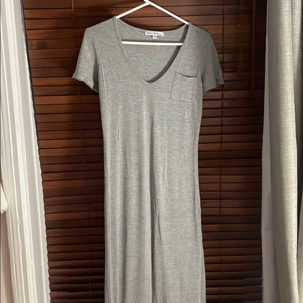 Grey Long Slit Dress